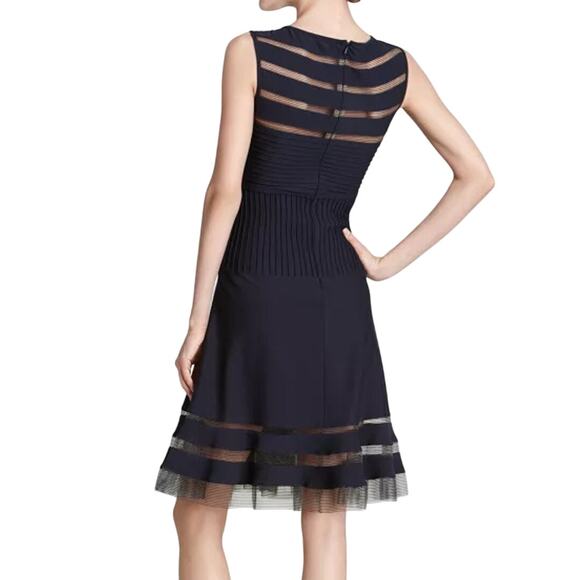 Tadashi Shoji Flip Hem Black Sheer Mesh Knit Mini Sleeveless Cocktail Dress - Picture 2 of 14